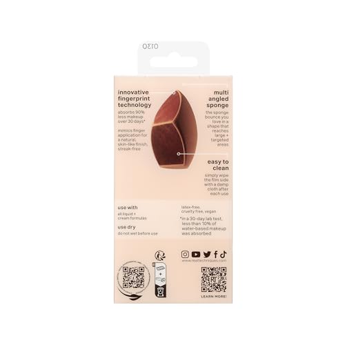 Real Techniques Makeupsaver Sponge, Makeup Blender Sponge For Liquid & Cream Formulations, Natural Finish & Reduces Makeup Waste, Targeted Application, Cruelty & Latex-Free, 1 Count - Medaid International