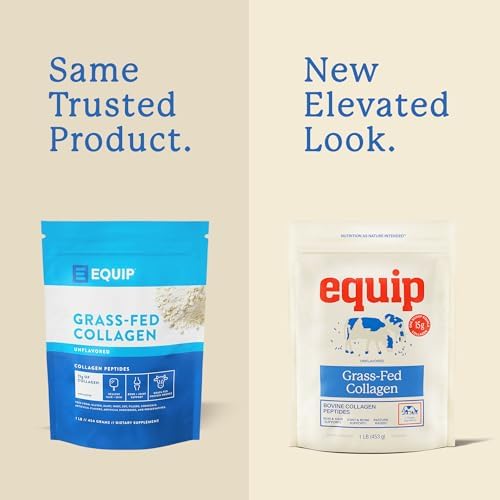 Equip Foods Grass Fed Collagen Powder | Hydrolyzed Bovine Collagen Peptides with Amino Acids | Prime Beef Collagen for Healthy Joints, Skin & Nails | Non-GMO, Paleo Friendly | 30 Servings, Unflavored|B071SH212S