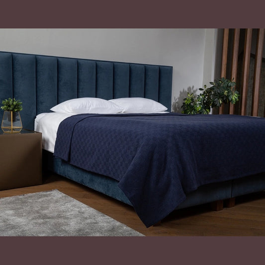 Navy Checker Pattern Pique Double