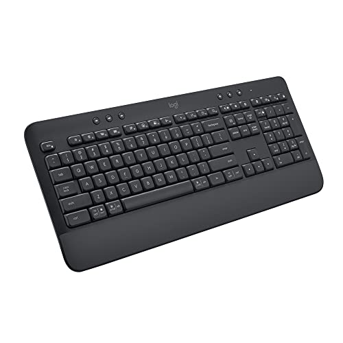 Logitech - Full-Size Wireless Keyboard with Wrist Rest, Bluetooth & USB Receiver