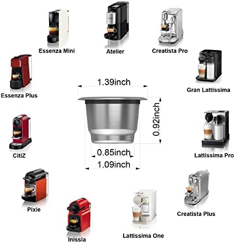 Triplot Reusable Capsules for Nespresso OriginalLine - Refillable Coffee Pods,Stainless Steel Cups Compatible for Nespresso OriginalLine Machine (1pod+50lids)…|B0BNW5H221