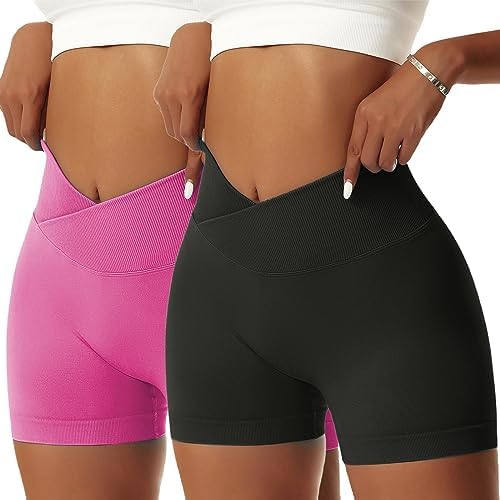 شورت رياضة للنساء بخصر على شكل حرف V قابل للتمدد، شورتات يوجا لرفع المؤخرة، شورت لياقة بدنية قصير بخصر مرتفع بدون خياطة للتمارين الرياضية ورفع المؤخرة، سراويل صيفية قصيرة ضيقة من فيرتفي|B0C2TZJF5K