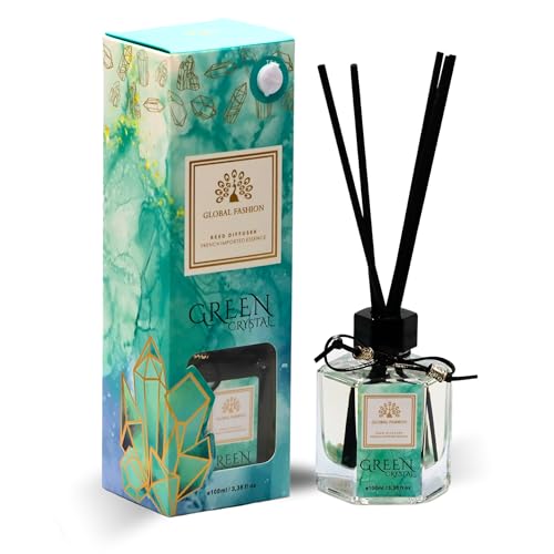Luxury Reed Diffuser 100ml | French Imported Essence, Long-Lasting Fresh Floral Scent | Eco-Friendly Home Decor & Aromatherapy Gift Set (Green Crystal) - Medaid International