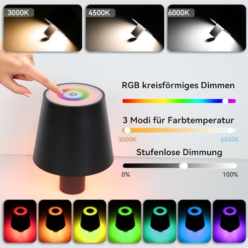Chenben - Black Aluminium LED Bottle Light, 7.5W, RGB Dimmable, IP54 Water Resistant