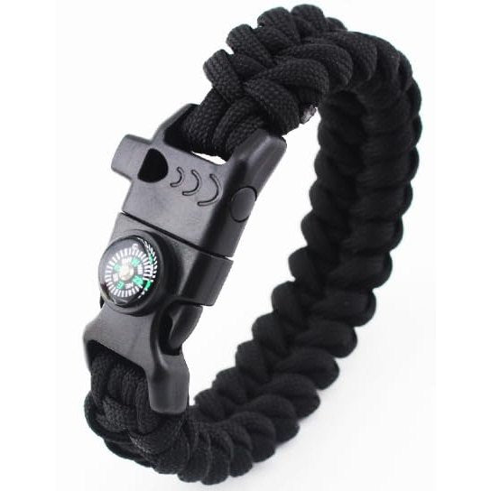 Toguma 5 in 1 Survival Paracord Bracelet with Waterproof Compass, Emergency Tactical Paracord Camping Bracelet for Camping Hiking Fishing (Black)