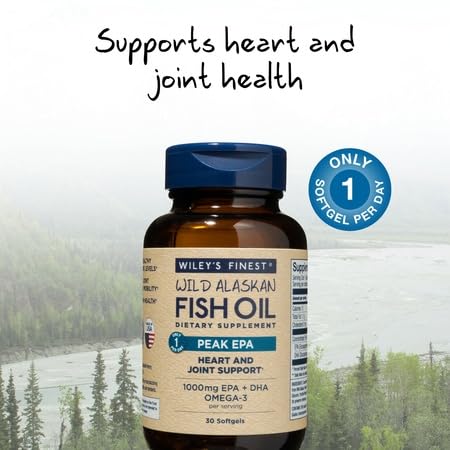 Wiley's Finest Wild Alaskan Fish Oil Peak EPA - Triple Strength Peak EPA & DHA Supplement - 1000mg Fish Oil - Omega-3s for Joint Health Support - 30 Softgels (30 Servings) - Medaid International