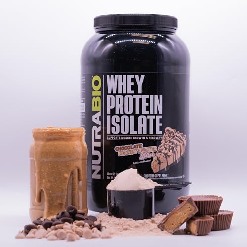 NutraBio 100% Whey Protein Isolate Protein Powder, 25g Protein with Complete Amino Acid Profile, Non-GMO, Soy & Gluten Free, Low Carb, Low Calorie Whey Protein Powder, Chocolate Peanut Butter, 2 Lbs - Medaid International
