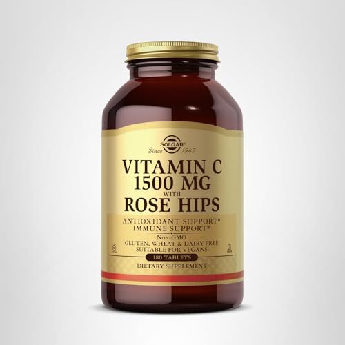Solgar Vitamin C 1500 mg with Rose Hips, 180 Tablets - Antioxidant & Immune Support - Overall Health - Supports Healthy Skin & Joints - Non GMO, Vegan, Gluten Free, Dairy Free, Kosher - 180 Servings - Medaid International