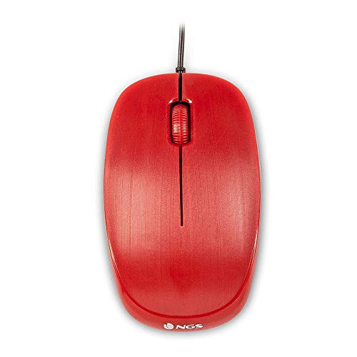Ngs - Flame Red 1000dpi Optical Mouse, USB Wired, Ambidextrous Design, 3 Buttons
