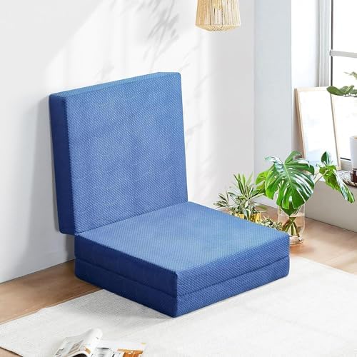 Sleeper Sofa Bed Memory Foam Futon Convertible Chair Bed Modern Fabric Perfect for Living Room Apartment or Loft (Blue(Large))|B0DS9847XC