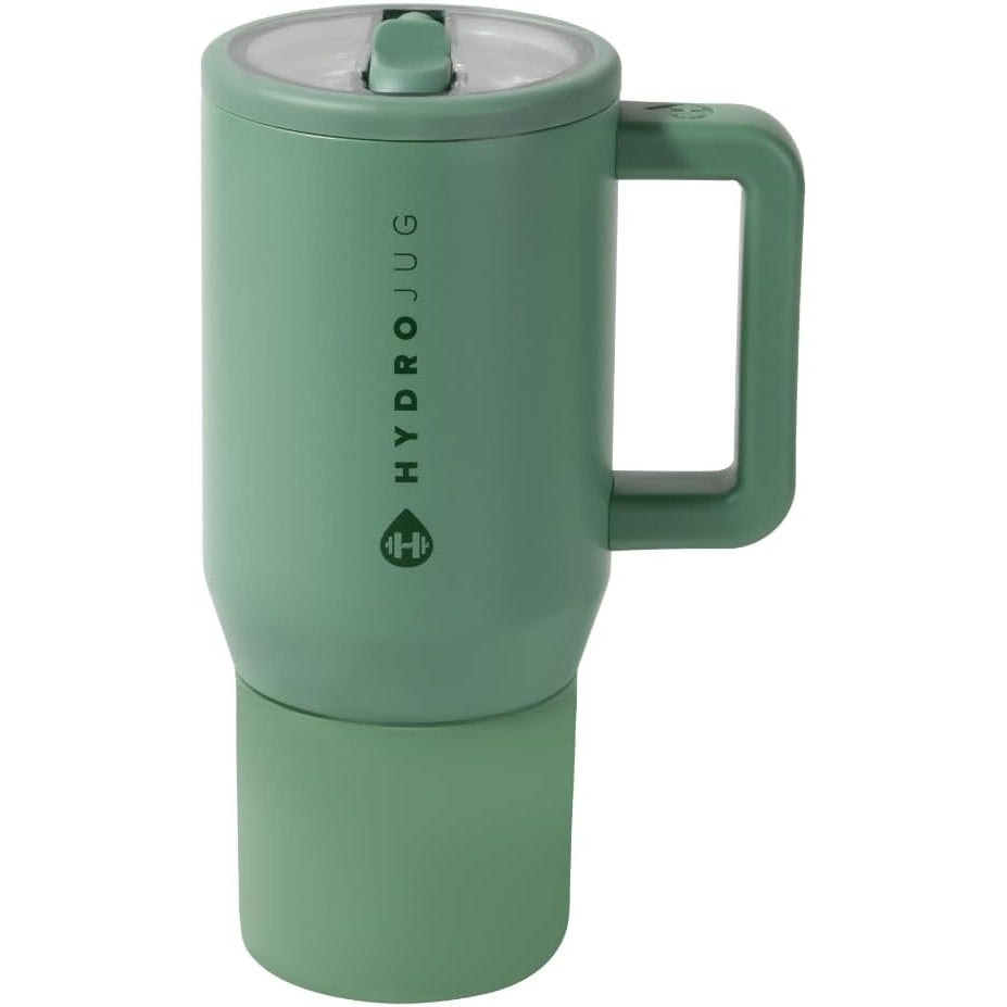 HydroJug Traveler - Modern 40 oz Tumbler with Handle & Simple Flip Straw - Car Cup Holder Friendly, Leak Resistant Water Bottle-Reusable Insulated Stainless Steel & Rubber Base - Gifts for Women & Men - Medaid International