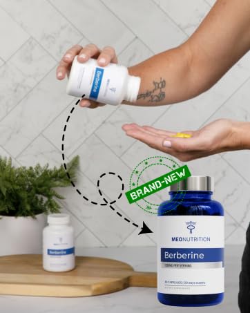 Meo Nutrition Berberine Supplement 1200mg HCI - 60 Capsules, 3rd Party Lab Tested, Non-GMO, GMP Certified - Supports Metabolic Health & Overall Wellness - Medaid International