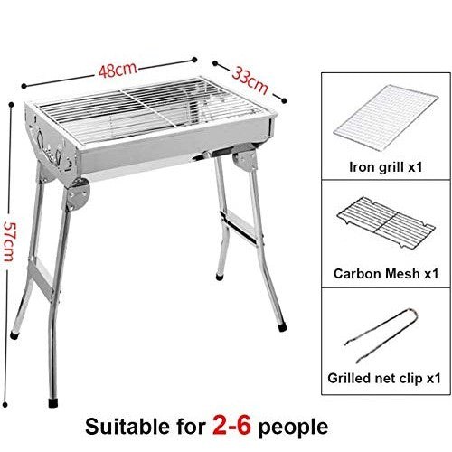 Portable Stainless Steel Barbecue 48x33 cm