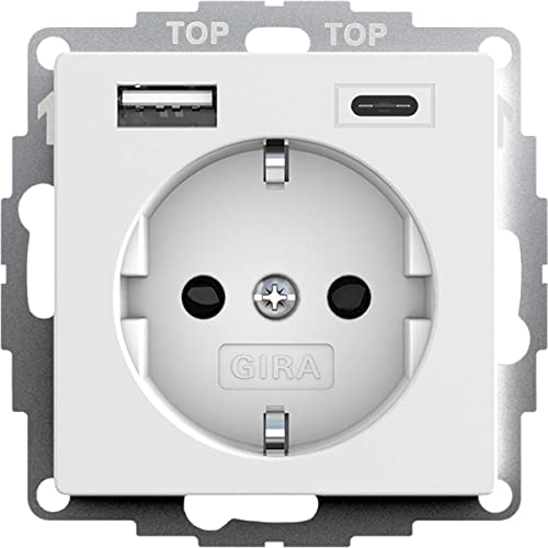 Gira - USB Set E2 Pure White Matte with 2x USB Sockets & Double Frame