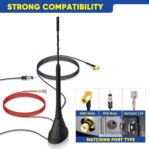 Eightwood - DAB Antenna Splitter Amplifier with 5M Cable for Universal Roof Cars