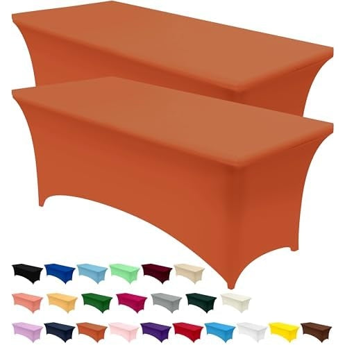 Utopia Kitchen Spandex Tablecloth 2 Pack [6FT, Black] Tight, Fitted, Washable and Wrinkle Resistant Stretch Rectangular Patio Table Cover for Event, Wedding, Banquet & Parties [72Lx30Wx30H Inch] - Medaid International