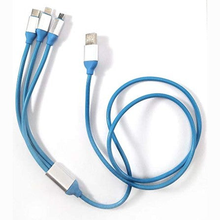 Md Gold - 3 in 1 Fast Multi Charger Cable, Nylon Braided, Smart Charge for Type-C, Micro & iPhone