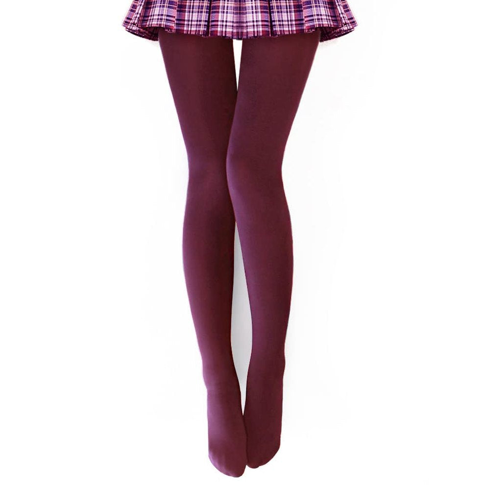 VERO MONTE 1 Pair Womens Opaque Fleece Lined Tights Thermal Pantyhose (WINE) - Medaid International