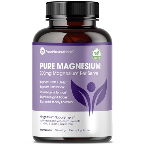 Pure Magnesium Glycinate Supplement – Highly Absorbable Chelated Magnesium to Support Sleep, Muscle & Nerve Health, Energy, Relaxation & Bone Health – 200mg Per Serving, 180 Capsules - Medaid International