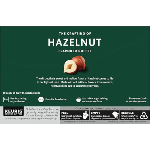 Starbucks K-Cup Coffee Pods, Flavored Hot or Iced Coffee, Hazelnut, 60 Keurig Pods