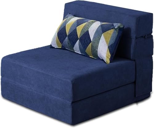 Sleeper Sofa Bed Memory Foam Futon Convertible Chair Bed Modern Fabric Perfect for Living Room Apartment or Loft (Blue(Large))|B0DS9847XC