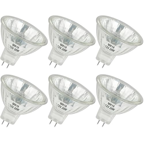 Yegrueb - MR16 Halogen Bulb 12V 20W GU5.3, 2800K Warm White, Dimmable, Pack of 12