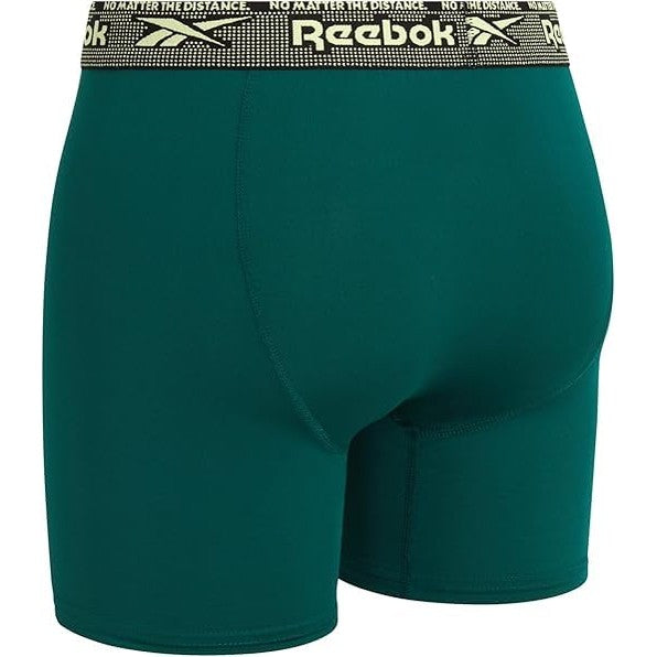 Reebok Mens Boxer Briefs - 4 Pack Moisture Wicking Stretch Performance Mens Underwear Boxers with Contour Pouch (Sizes: S-XL), Size Large, Rain Forest/Black/Legion Blue/Blackened Pearl - Medaid International