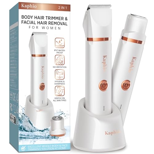 Kaphio - 2-in-1 Bikini Trimmer & Shaver, IPX7 Waterproof, Rechargeable, Wet/Dry Use