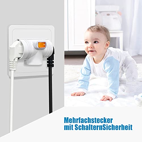 Tanxis - 2 Pack Double Socket Adapter with Switch, Portable 3 Way Wallplate