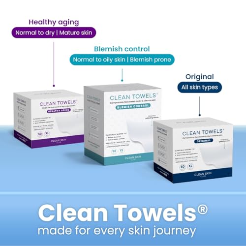 Clean Skin Club Clean Towels XL®, 100% USDA Biobased Face Towel, Disposable Face Towelette, Eczema Association Accepted, Makeup Remover Dry Wipes, Ultra Soft, 1 Pack, 50 Ct - Medaid International