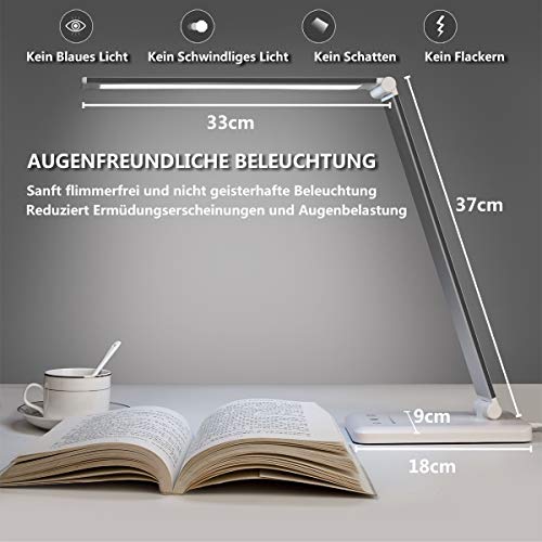 Slator - Dimmable LED Desk Lamp with 5 Colors, 10 Brightness Levels, USB Charging