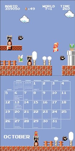 Super Mario Bros. 8-Bit Retro 2025 Wall Calendar with Bonus Diecut Notecards - Medaid International