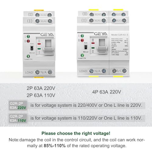 Geya - Mini ATS Dual Power Switch, 4-Pole, 63A, AC220V, Uninterrupted Power