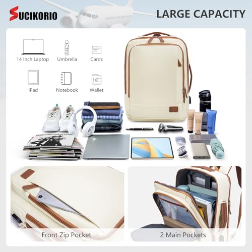 SUCIKORIO - Expandable Waterproof Backpack for Air Travel, Fits Under Seat, 15.6" Laptop Compatible
