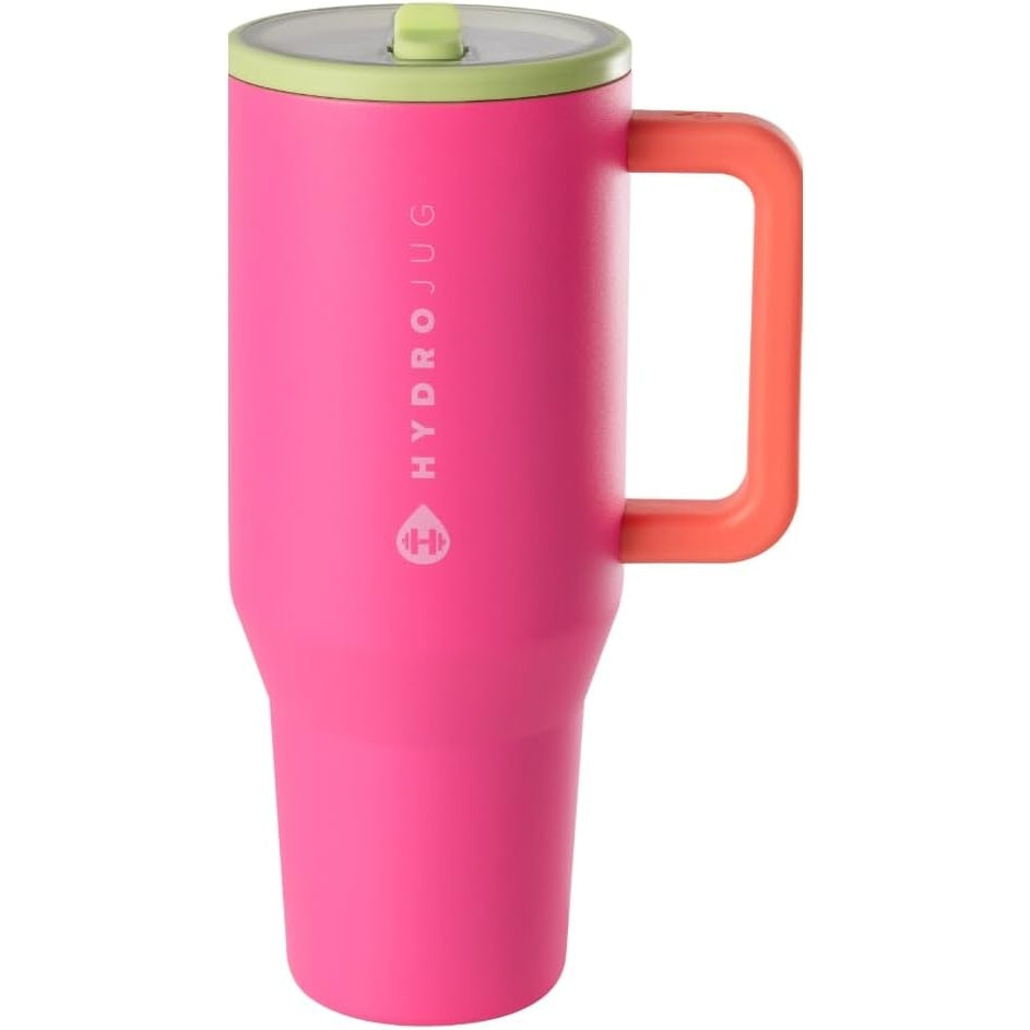 HydroJug Traveler - Modern 40 oz Tumbler with Handle & Simple Flip Straw - Car Cup Holder Friendly, Leak Resistant Water Bottle-Reusable Insulated Stainless Steel & Rubber Base - Gifts for Women & Men - Medaid International