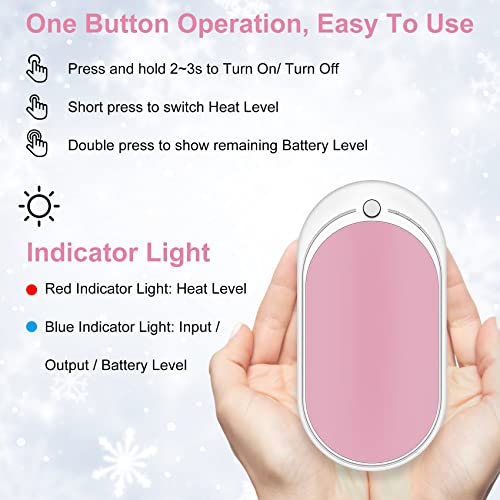 Skyaya - Rechargeable USB Hand Warmer, 5200mAh Power Bank, Portable & Reusable