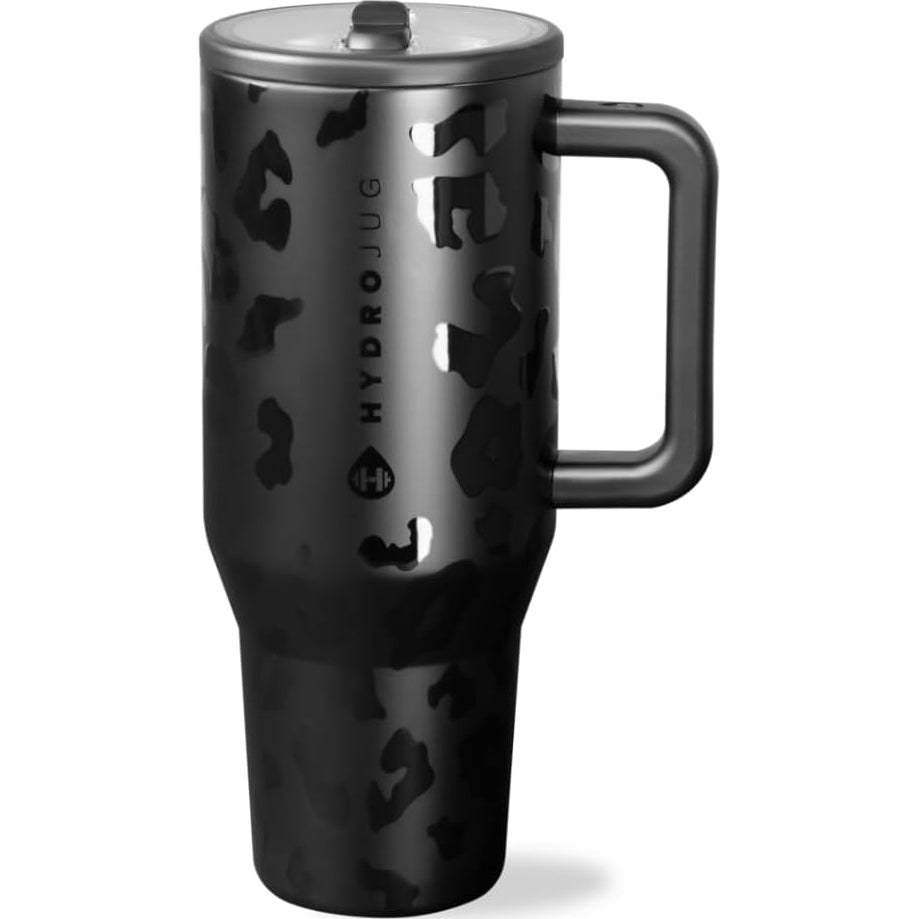 HydroJug Traveler - Modern 40 oz Tumbler with Handle & Simple Flip Straw - Car Cup Holder Friendly, Leak Resistant Water Bottle-Reusable Insulated Stainless Steel & Rubber Base - Gifts for Women & Men - Medaid International