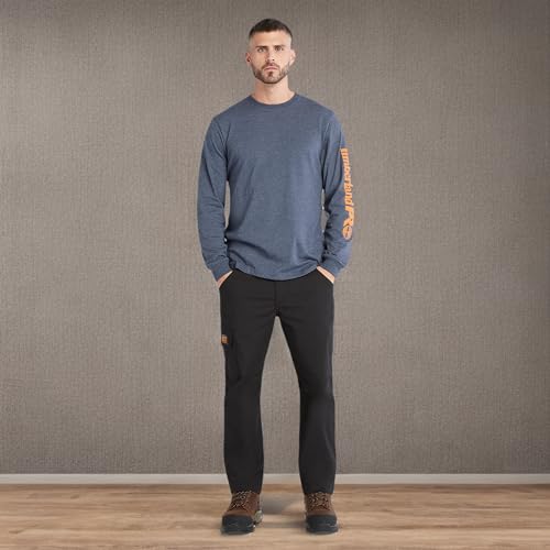 Timberland PRO Men's Core Logo Long-Sleeve T-Shirt, Black Iris Heather, Extra Large - Medaid International