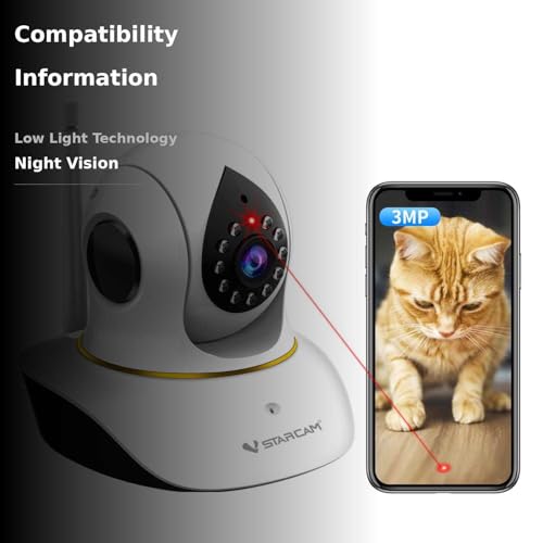 VSTARCAM Pet Camera with Laser, 3MP 2.4GHz WiFi Interactive Dog & Cat Laser Toy with Night Vision, Motion Detection Alerts, APP Remote Control Indoor Security Camera for Pet Monitoring - Medaid International