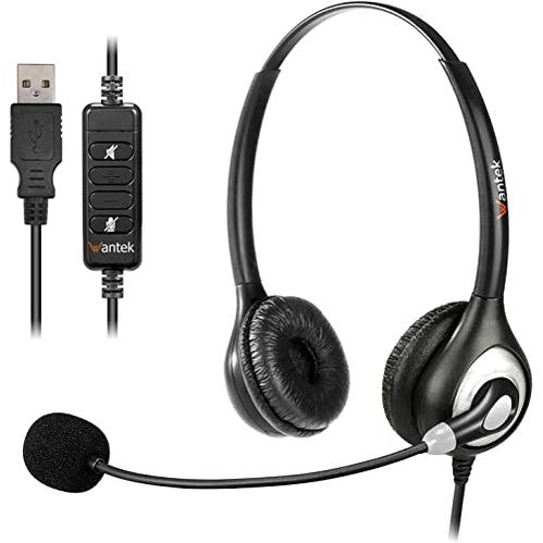 Wantek - USB Headset with Noise Cancelling Mic for Crystal Clear Chat