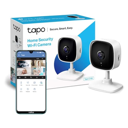 Tapo TP-Link Mini Smart Security Camera, Indoor CCTV, Compatible with Alexa & Google Home, No Hub Required, 1080p, 2-Way Audio, Night Vision, SD Storage, Device Sharing C100 - Medaid International