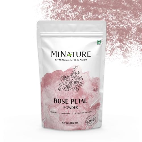 Rose petal powder by mi nature | 227 g (8 oz) (0.5 lb) | 100% Natural and Pure | Skin care | Chemical free | No added colours, no preservatives - Medaid International
