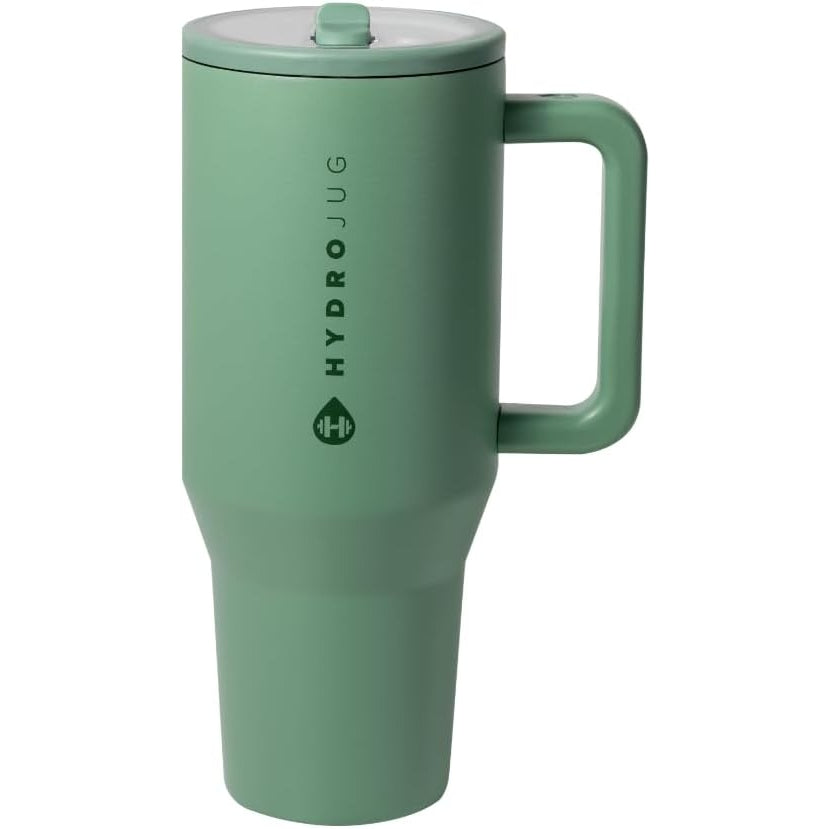 HydroJug Traveler - Modern 40 oz Tumbler with Handle & Simple Flip Straw - Car Cup Holder Friendly, Leak Resistant Water Bottle-Reusable Insulated Stainless Steel & Rubber Base - Gifts for Women & Men - Medaid International