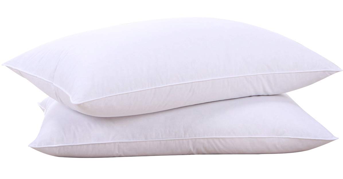 puredown® Goose Feathers and Down White Pillows with 100% Cotton Cover, Bed Sleeping Hotel Collection Pillows Set of 2, Standard Size - Medaid International
