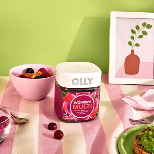 OLLY Women's Multivitamin Gummy, Vitamins A, D, C, E, Biotin, Folic Acid, Adult Chewable Vitamin, Berry Flavor, 45 Day Supply - 90 Count - Medaid International