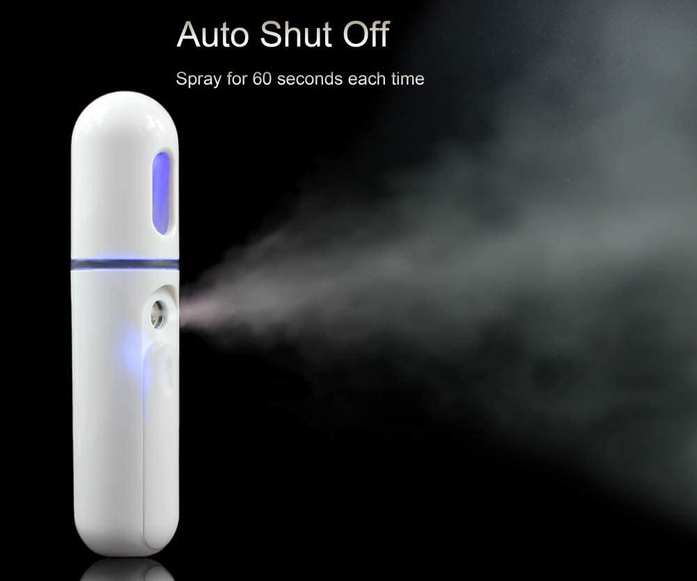 TERRIFI Nano Facial Mister, Portable Mini Cool Mist Facial Steamer Moisturizing Hydrating Face Sprayer for Skin Care, Makeup, Cleaning Pores, Eyelash Extensions, Summer Cool (White)