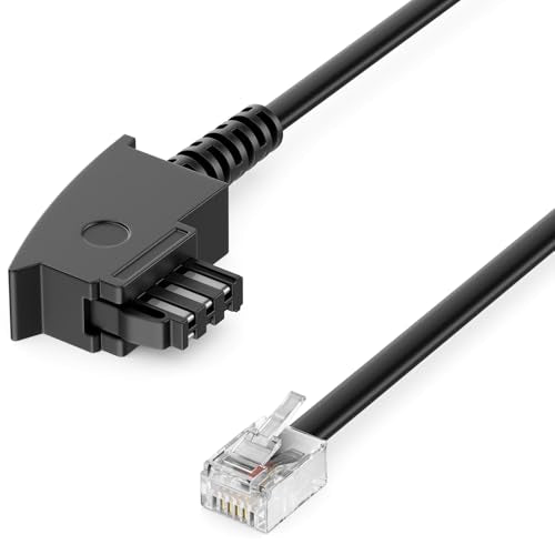 Deleycon - TAE-F to RJ11 Male Flat Telephone Cable, 0.5m, 6P4C, Black