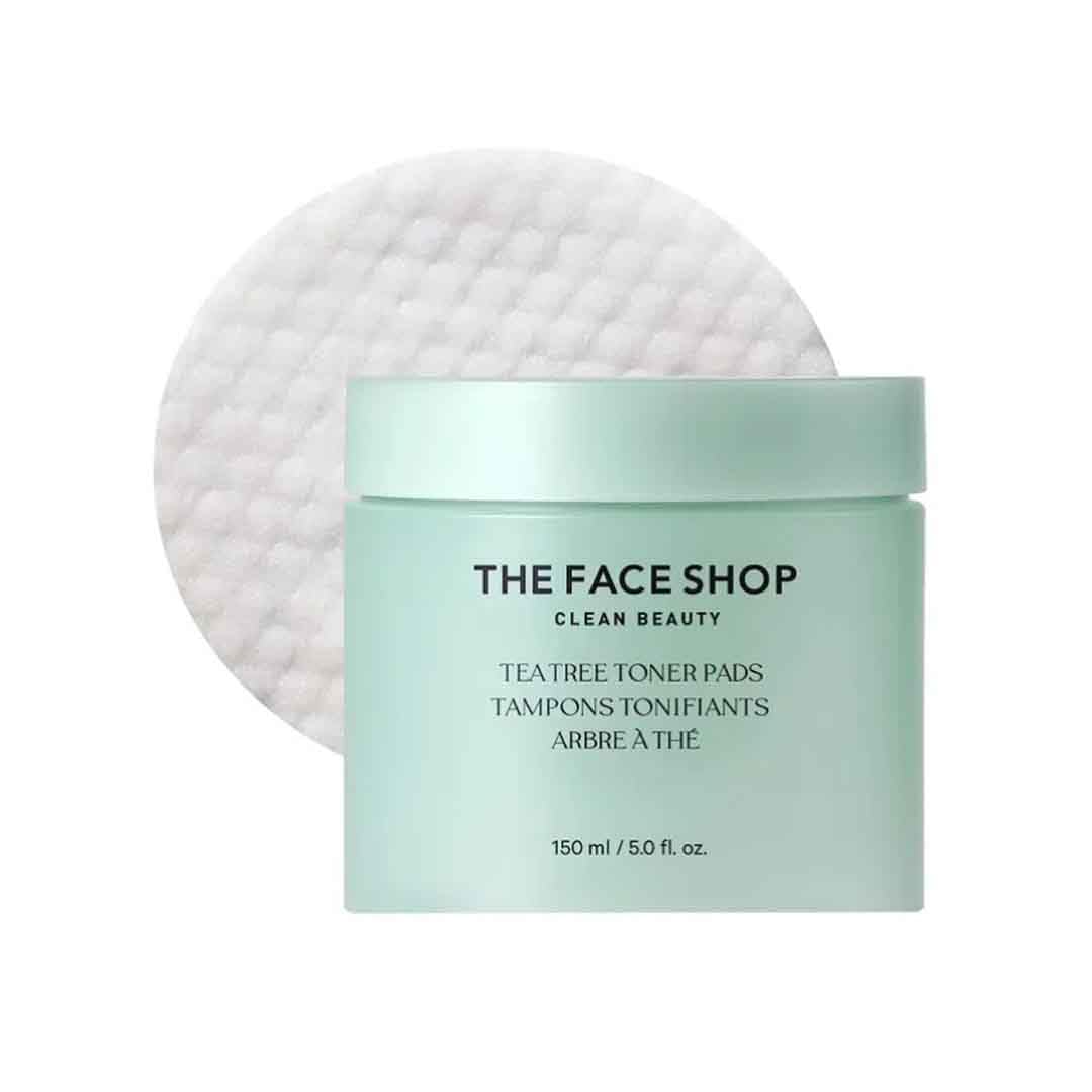 The Face Shop Tea Tree Toner Pads - Improve Uneven Skin Tone, Pore Minimizer - Exfoliating Dual Sided Toner Pad - AHA, BHA, PHA, Hyaluronic Acid - Cotton Facial Pad - Korean Toner - Korean Skin Care - Medaid International