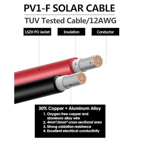 Diealles Shine - 6mm² Solar Cable Extension 5M, IP67 Waterproof, Red+Black