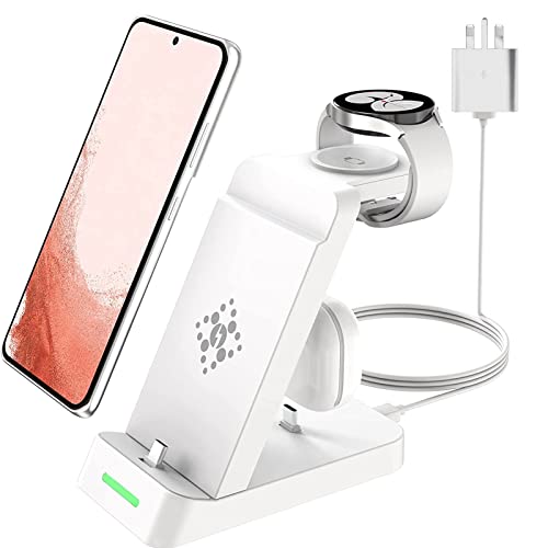 Spguard - 3 in 1 Wireless Charging Station for Samsung Galaxy Devices, Fast Charging, Compatible with Galaxy Watch and Buds